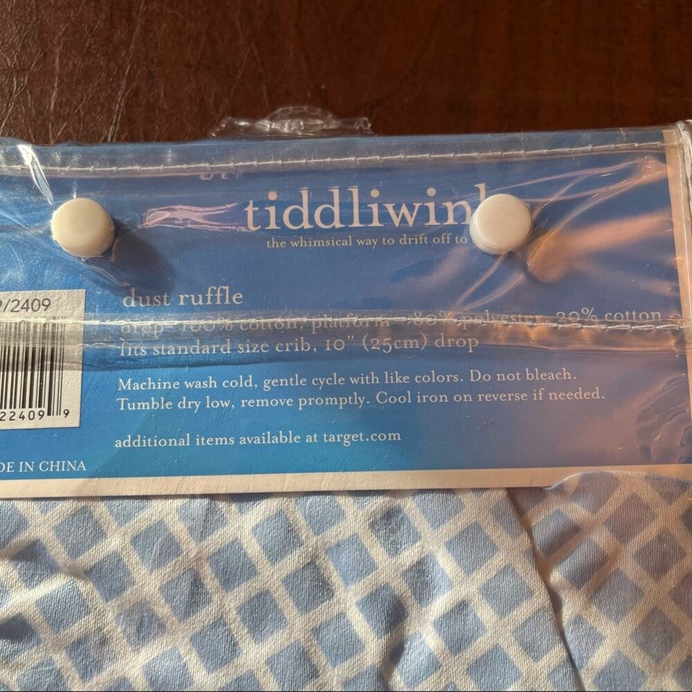 Tiddliwinks Diamond Pattern Dust Ruffle Blue White - Picture 4 of 12